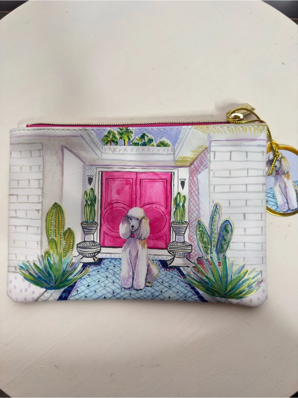 Punch Studio Palm Springs Poodle Zipper Glam Pouch